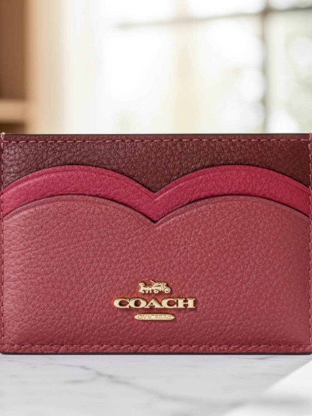 Coach Red Leather Card Holder Wallet